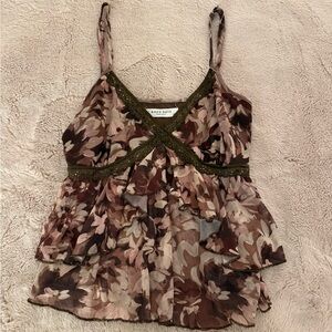 Women's Floral Tank Top - Brown